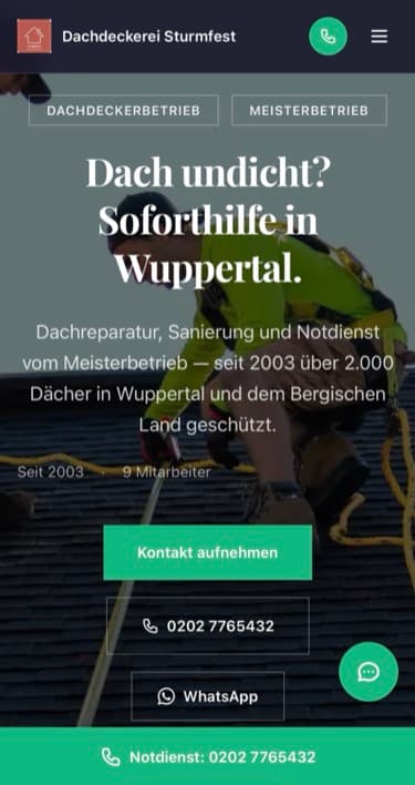 Handwerker-Homepage auf dem Smartphone